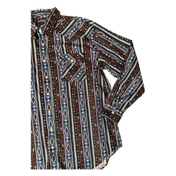 Panhandle Slim Western Shirt XXL Aztec Southwestern Tribal Print Pearl Button - Picture 3 of 8